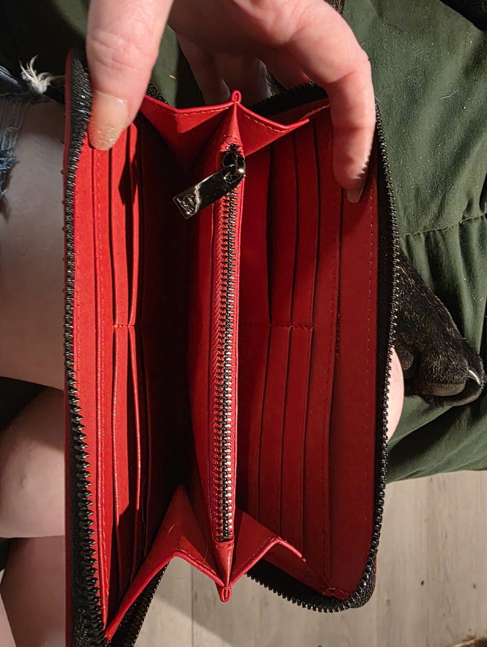 USED...Christian Louboutin Black Spiked Leather Zipper Wallet - Picture 6 of 16